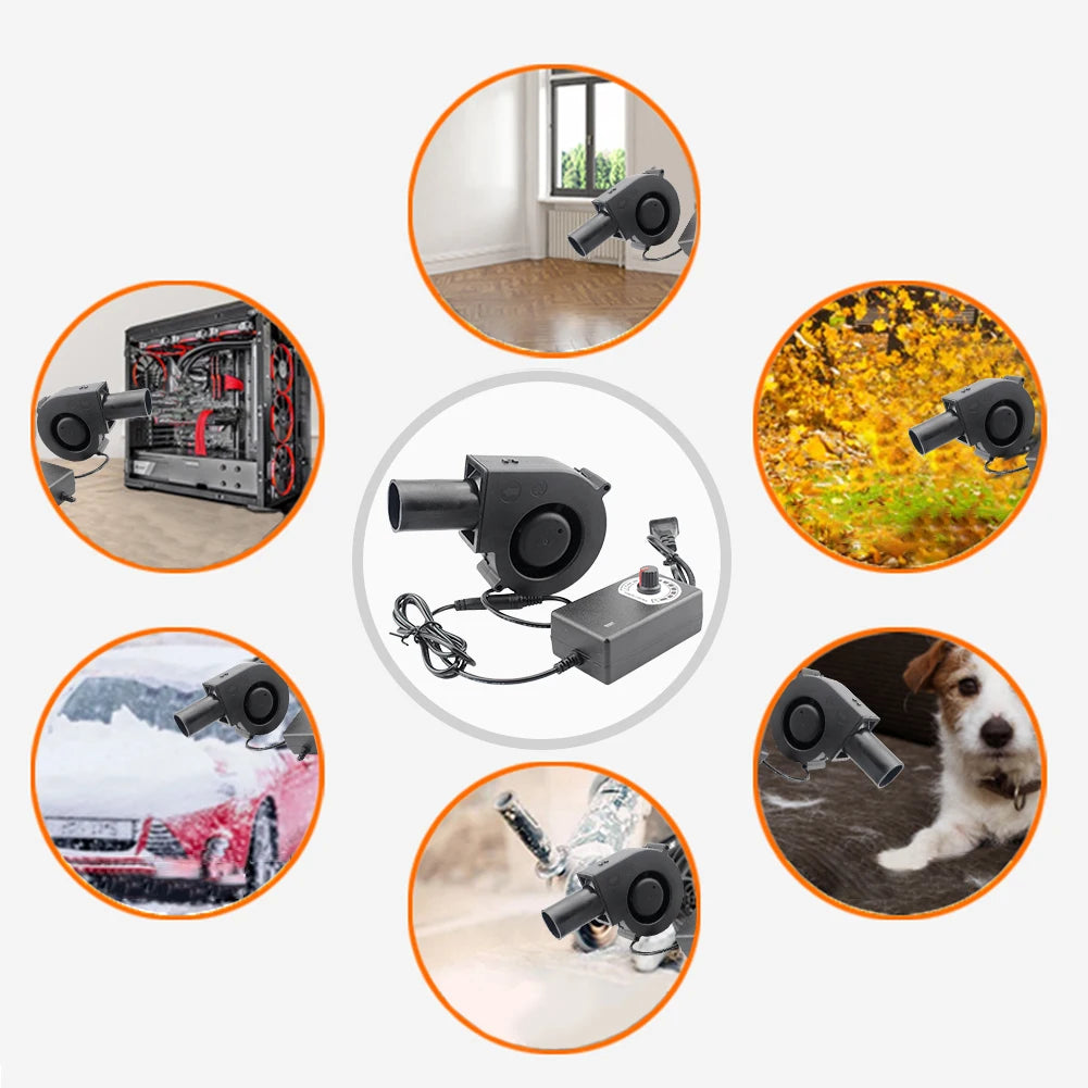 DC12V BBQ Fans with Variable Speed Controller&Outlet 15W Smelting Metal Fan Charcoal Chimney Starter for Picnic Cooking Barbecue