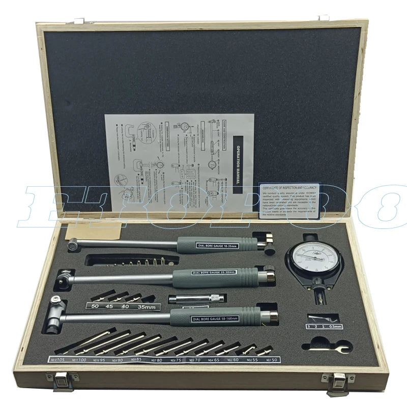 3PCS/SET 18-160MM Deep Engine Hole Measurement 0.7-6" 0.0005" Dial Bore Indicator Gauge