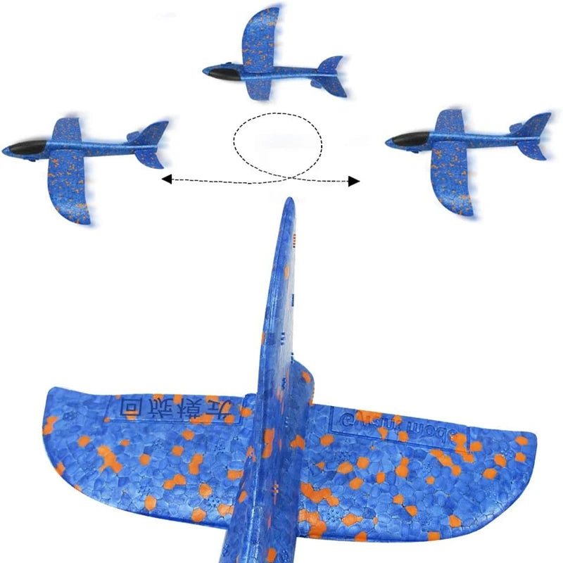 Rubber Band Launch Foam Airplanes 13.5" Throwing Plane Glider Outdoor Catapult Slingshot Plane Toy Flying Gifts for Kids
