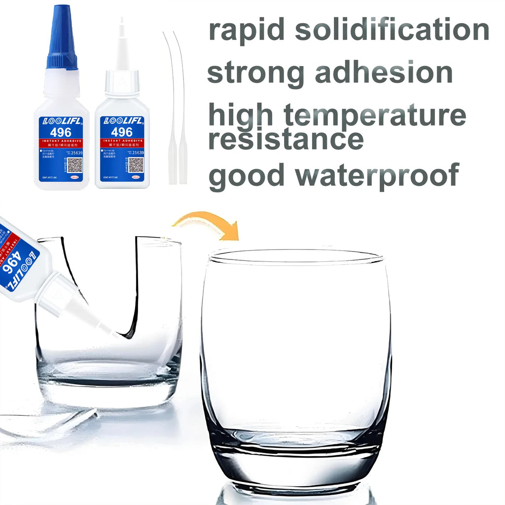 Loolifl New Upgraded 1-25Pcs Super Glue 496 Strong Cyanoacrylate Instant Adhesive, Quick-Drying in 5 Seconds, Waterproof and Stable, Universal Bonding Tool
