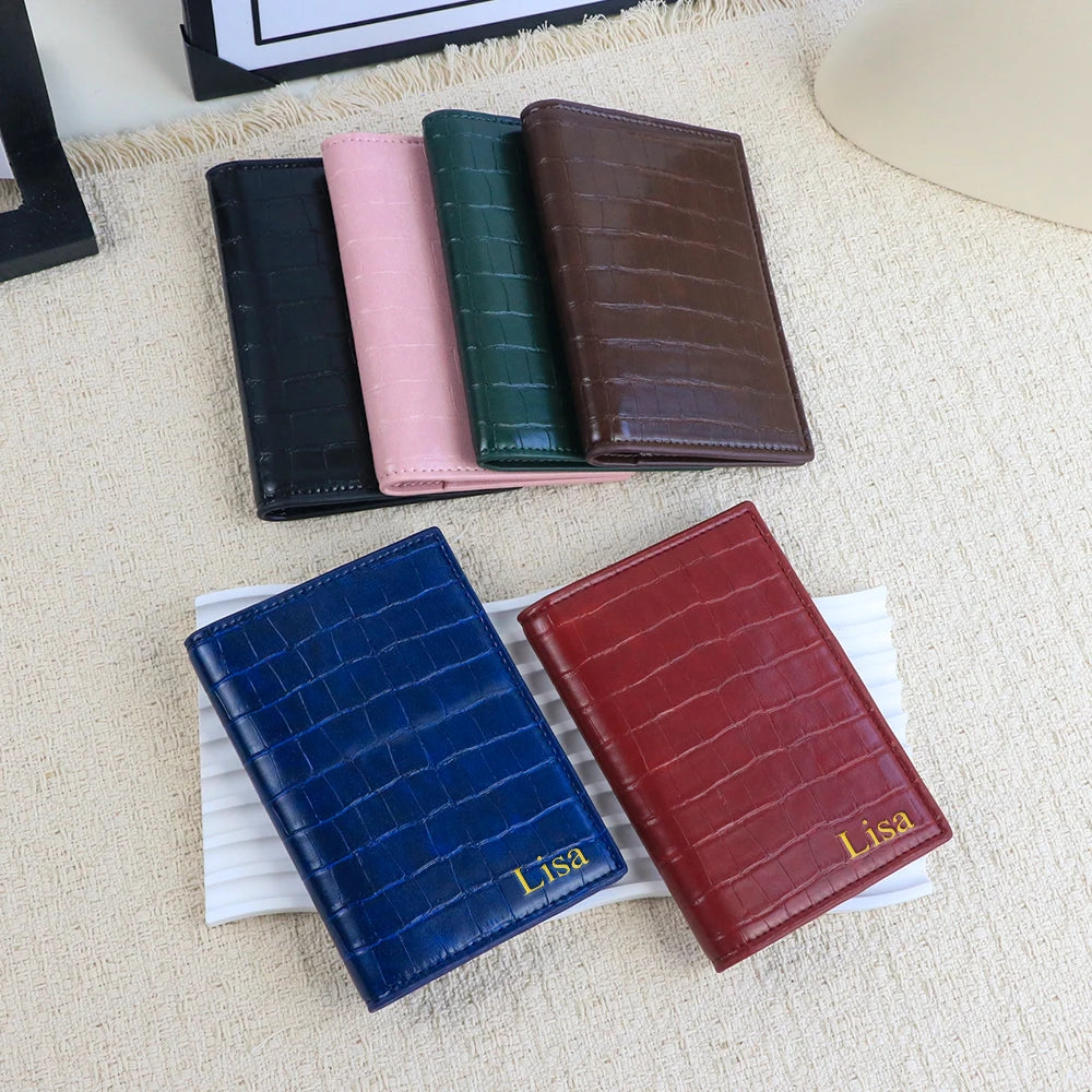 Customized Name PU Leather Crocodile Skin Pattern Luggage Tag + Passport Holder Gift Box Bag Accessories