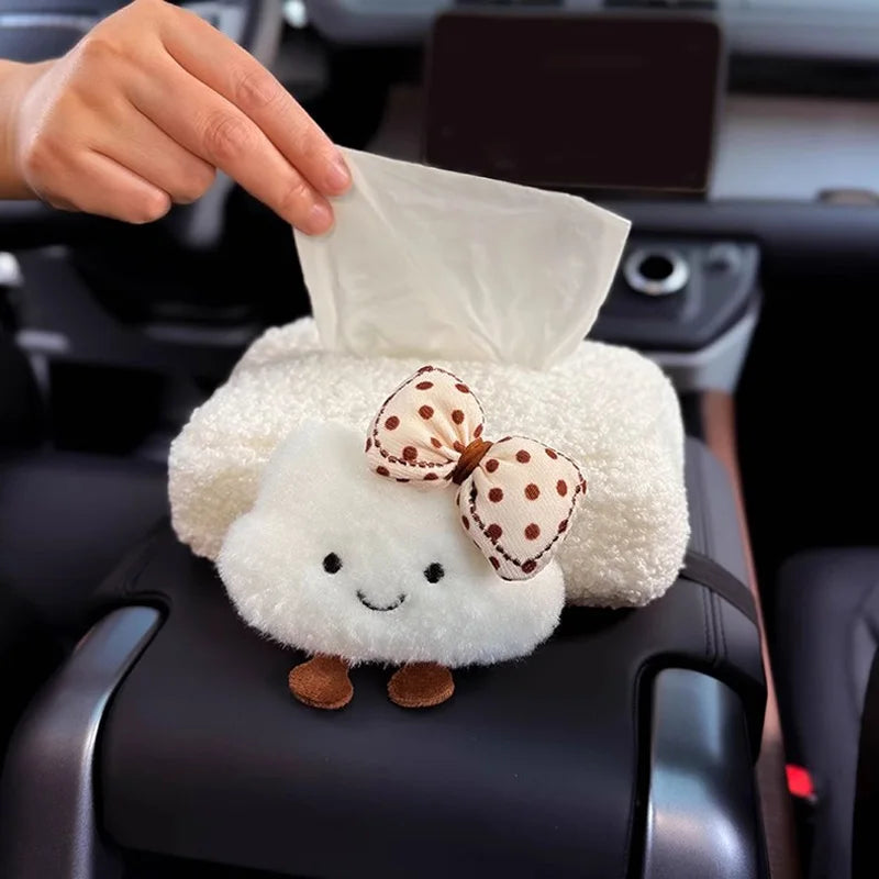 Cute Cartoon Hat Cloud Car Tissue Box For Armrest Paper Holder Auto Hanging Napkin Bag for Back Seat Headrest Organizer Storage