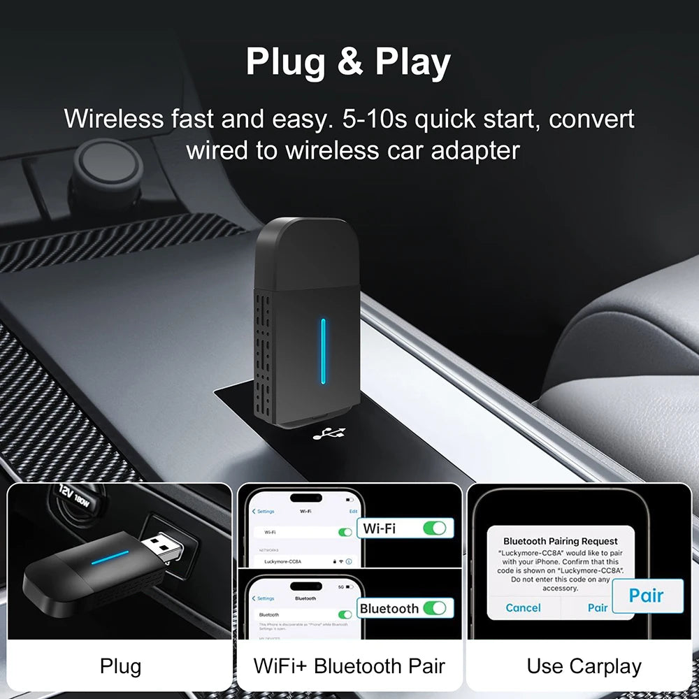 Android Auto Wireless Carplay Type-c USB Bluetooth Wifi Plug and Play 2In1 Dongle For Chevrolet Citroen Buick Cadillac Chery VW