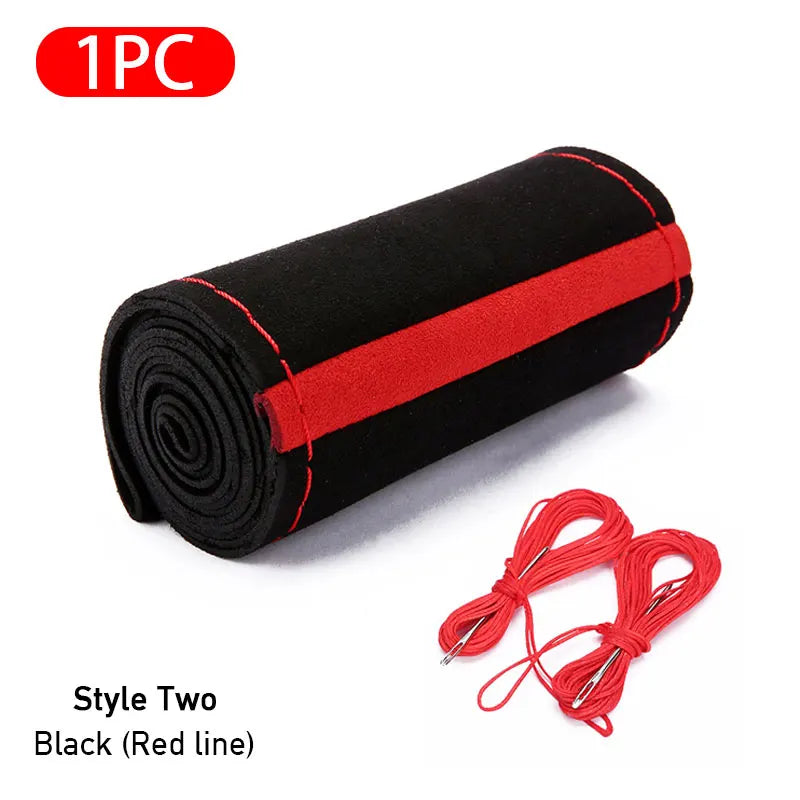 Premium Fur Steering Wheel Cover Universal Car Steering Wheel Braid Cover with Needles and Thread Anti Slip Interior Protector