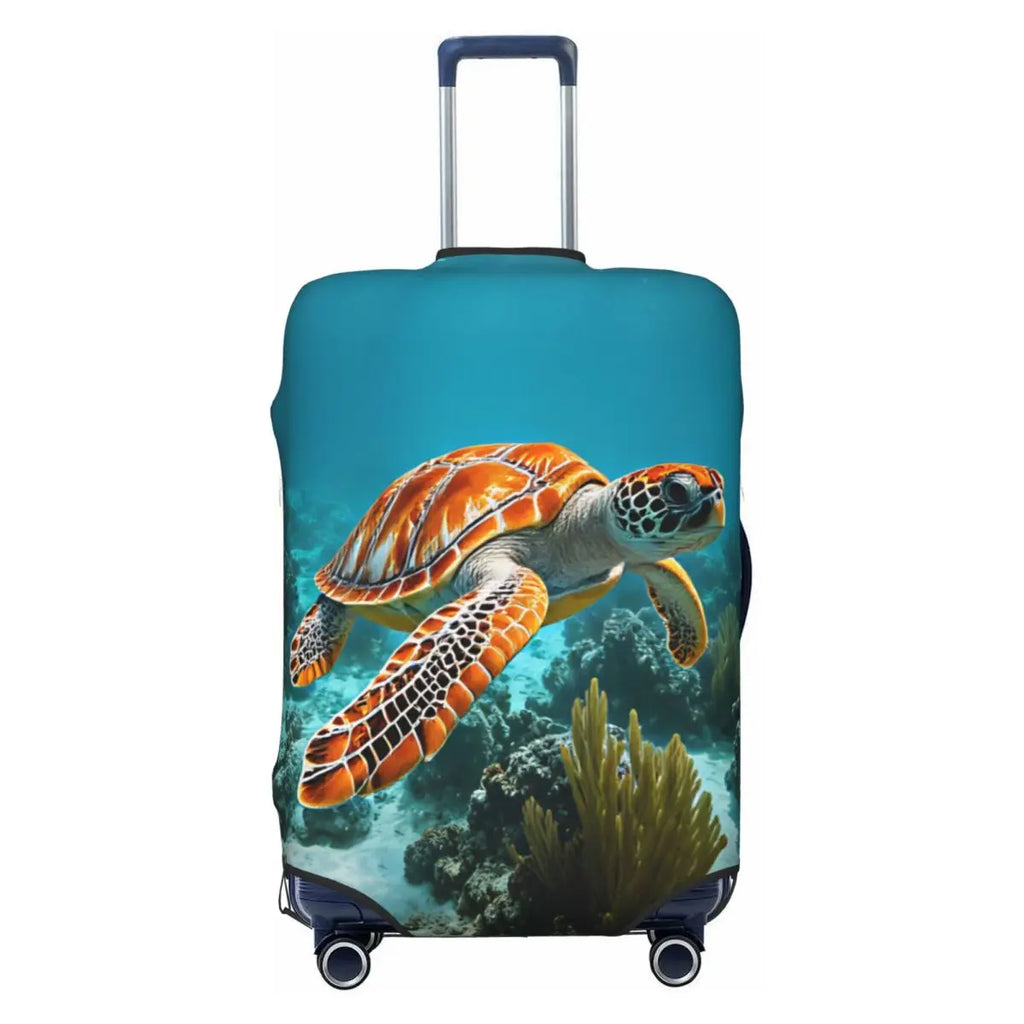 Funny Reflection Coral Reef Sea Turtle Fish Print Luggage Cover Protector Dust Proof Travel Suitcase Covers
