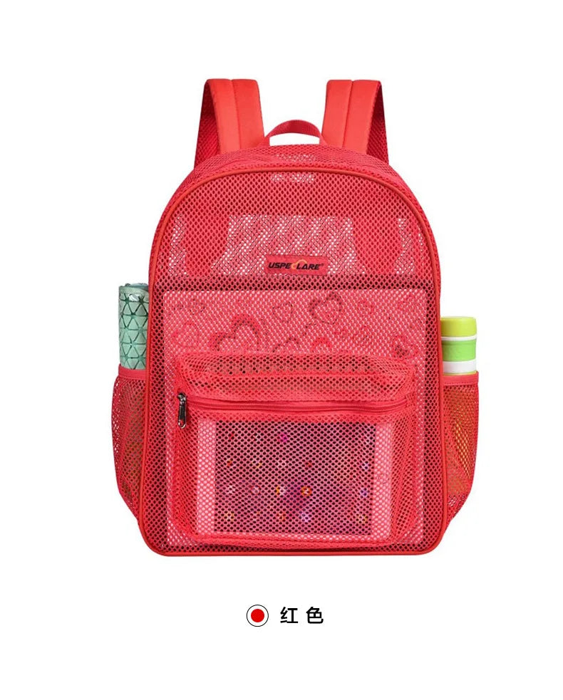 Heavy Duty Mesh Backpack Large See Through Breathable Tear Resistant School Approved Security Bookbag For High School Teens Gym