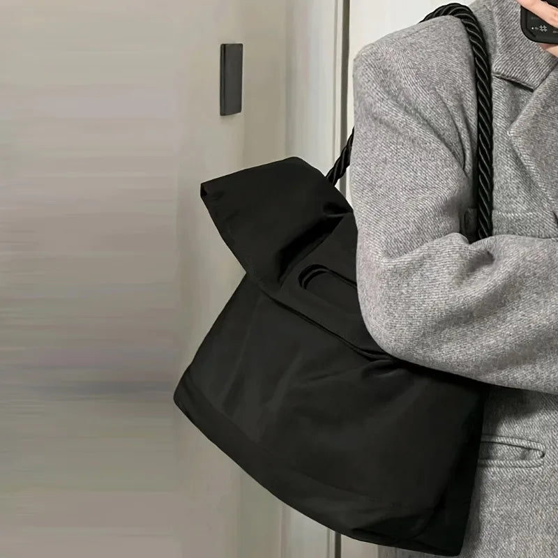 1pcs Polyester Minimalist Shoulder Crossbody Bag with Rope Handle Large Capacity Tote