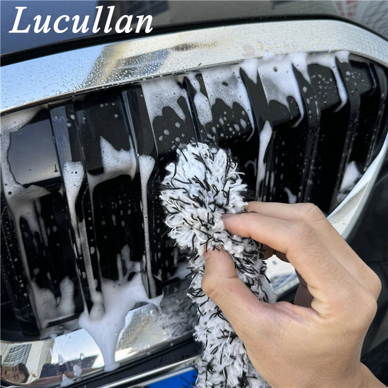 Lucullan Bubble Plus Wash Pad Microfiber Car Wash Sponge With Tail Car Care Detailing Brushes Block