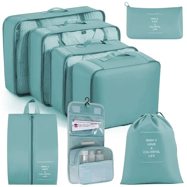 11Pcs Travel Packing Cubes Set Waterproof Luggage Organizer Drawstring Storage Bags for Clothes Shoes Underwear Cosmetic
