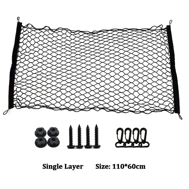 Car Mesh Elastic Nylon Rear Back Cargo Trunk Storage Organizer Double Layer Luggage Net Auto Back Rear Mesh Seat Car Accessories