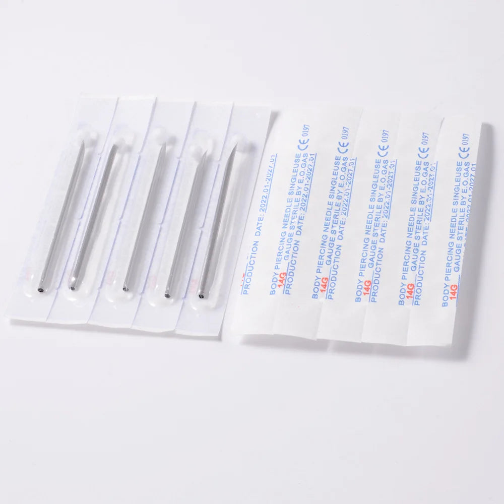 100Pcs Stainless Steel Piercing Accessories Disposable Needle Tattoo Navel Piercing Needle Piercing Nose Stud Lip Nail Tool