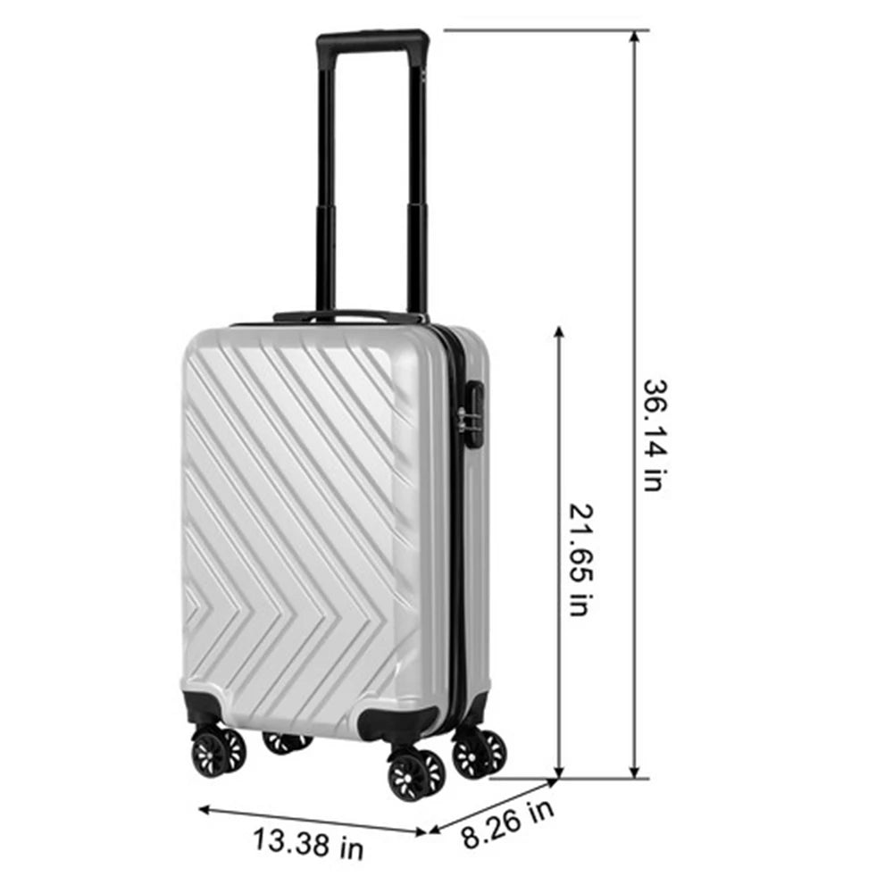 Silver 20' ABS Rolling Luggage with Standard Lock - Lightweight Suitcase for Travel