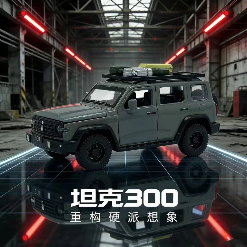 1:36 Scale Tank 300 Alloy Diecast Model Premium Off-Road Vehicle with Detailed Wheels for Collection Gift Ornament Display