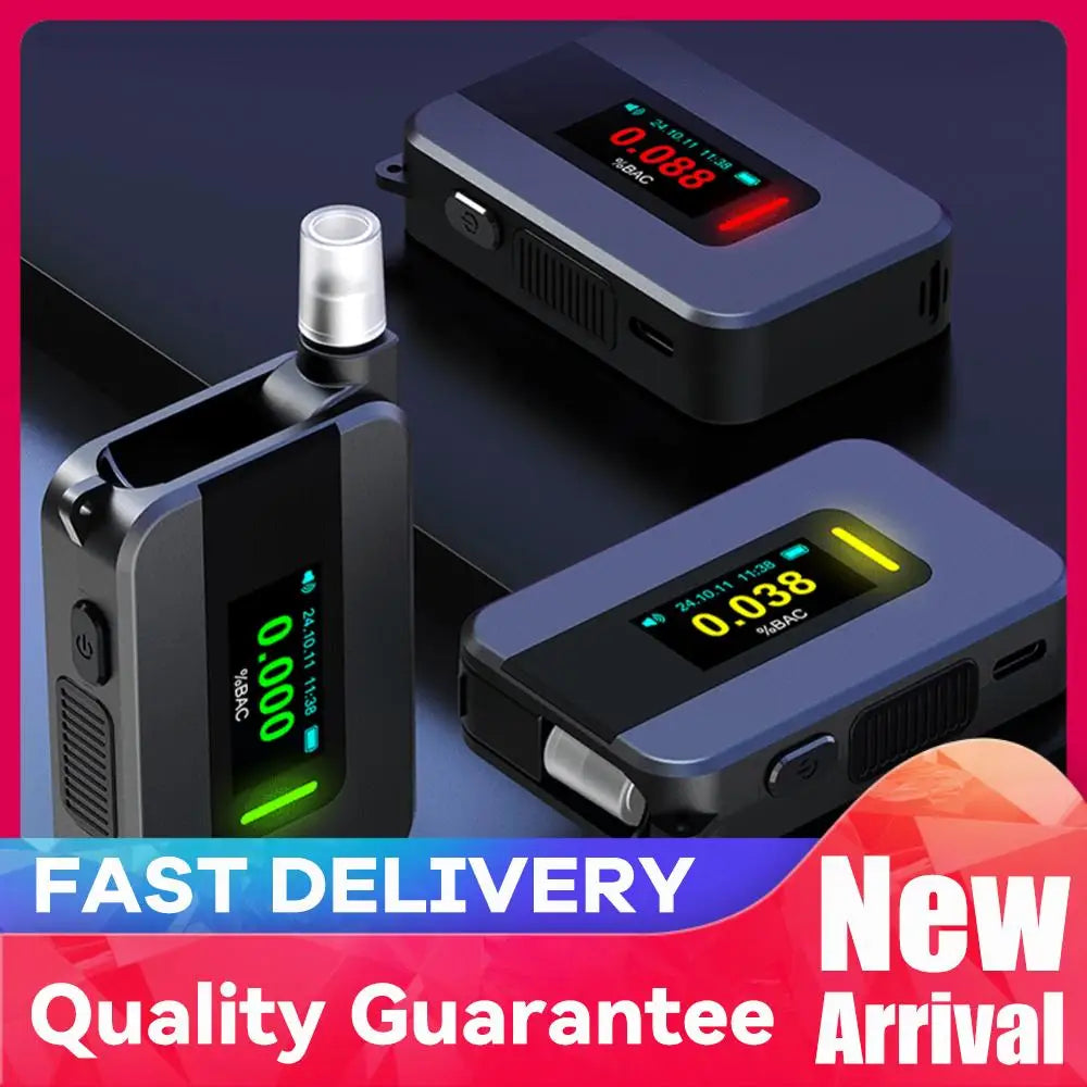 Electrochemical Alcohol Tester IPS Display Blowing Drunk Driving Alcohol Tester Portable Alcohol Meter for Outdoors Expressway