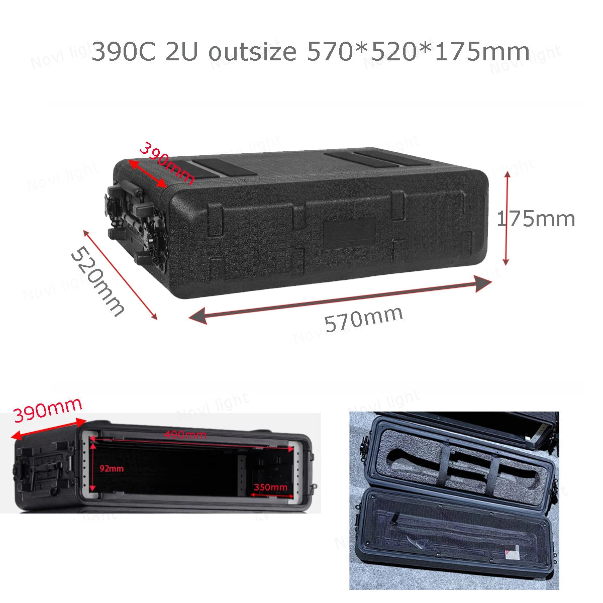 Portable 19-inch Cabinet Main Body Depth 390mm Aviation Box Amplifier Receiver 2U3U4U6U Chassis Rack Microphone Shockproof Case