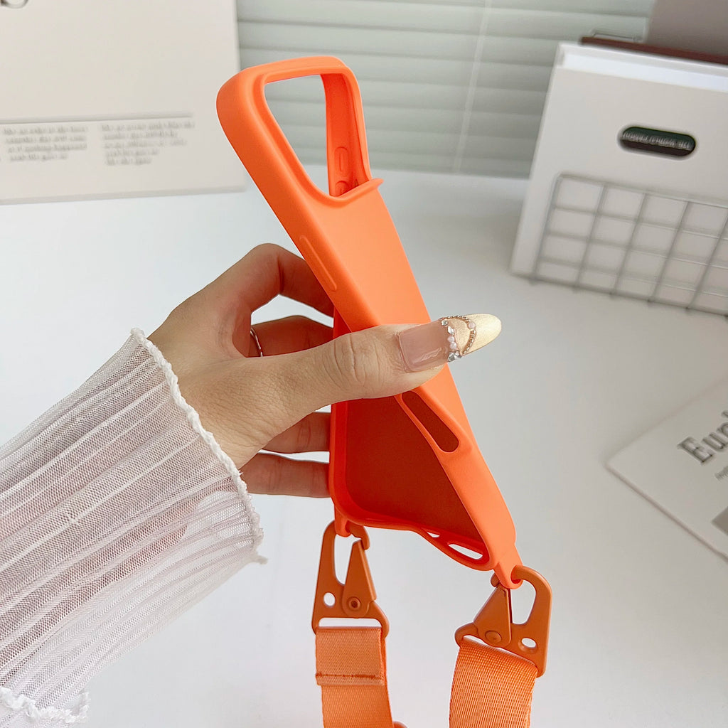 Crossbody Lanyard Matte Silicone Soft Case For iPhone 17 Pro Max 16 12 11 15 Pro 13 14 Plus Necklace Strap Shockproof Cover