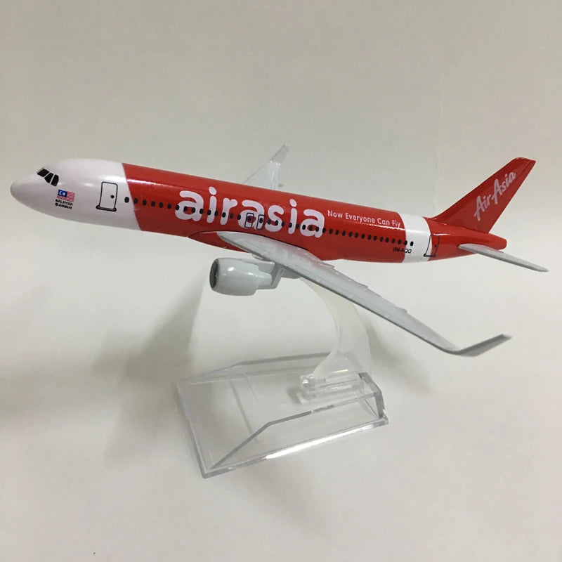 JASON TUTU 16cm Air Asia Plane Airplane Model Aircraft Model Diecast Metal 1/400 Scale Planes