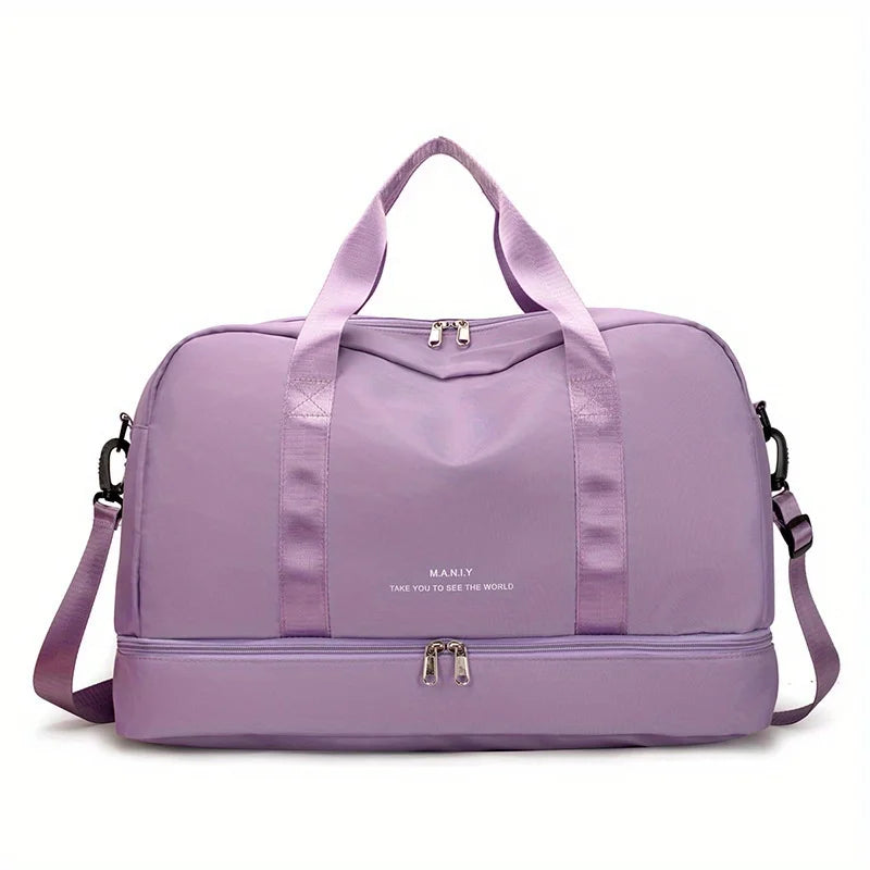 Expandable Travel Duffle Bag for Women, Sports Handbag, Fitness Bag, Large Capacity, One Shoulder Weekend Overnight Bag