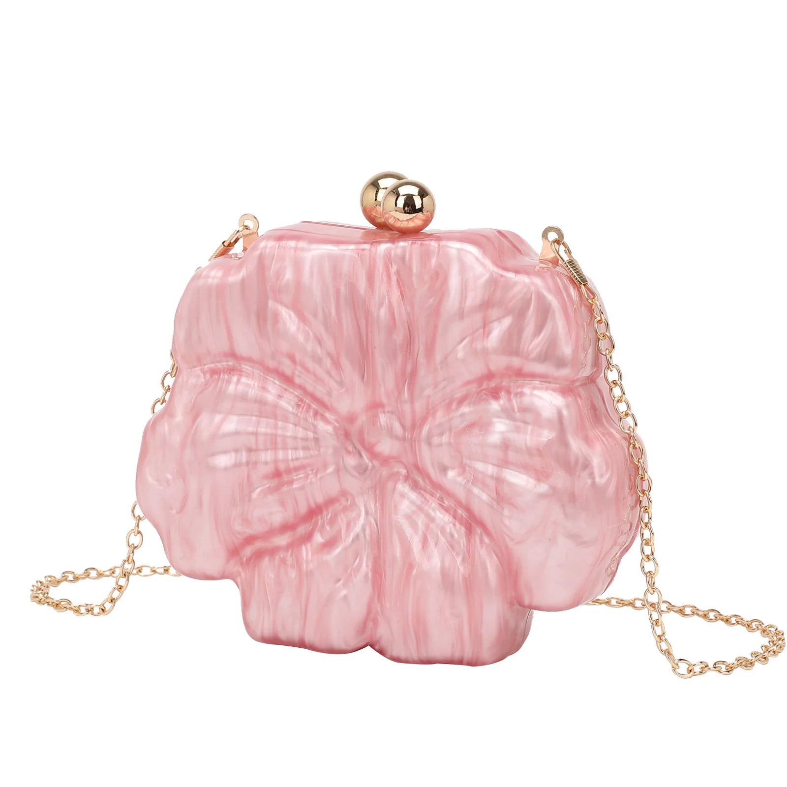 Fashion Pink Acrylic Clutch Bag for Women Designer Flower Box Shoulder Crossbody Bags Luxury Evening Party Purses Valentine Day