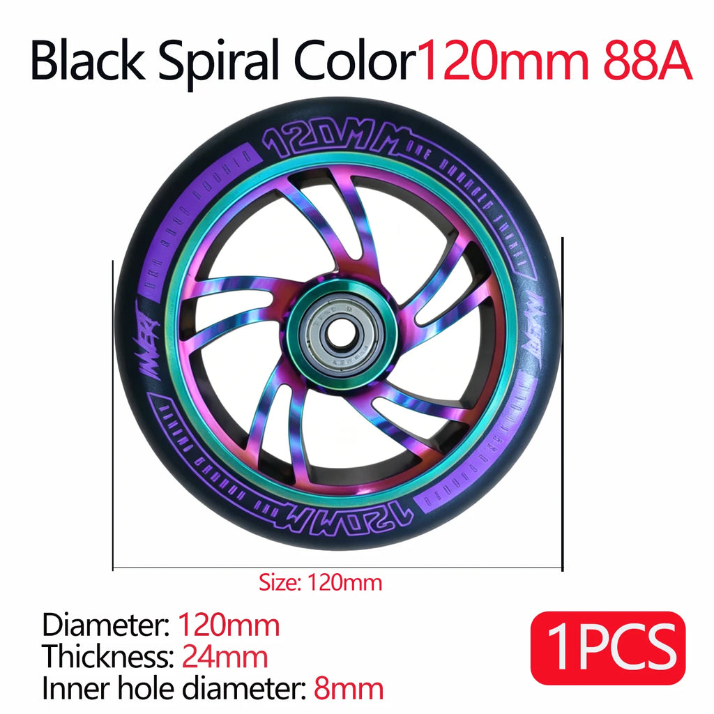 100/110/120mm Extreme Scooter Wheel, Aluminum Alloy Hub Impact Wear Resistant, Freestyle Racing Replacement Accessory