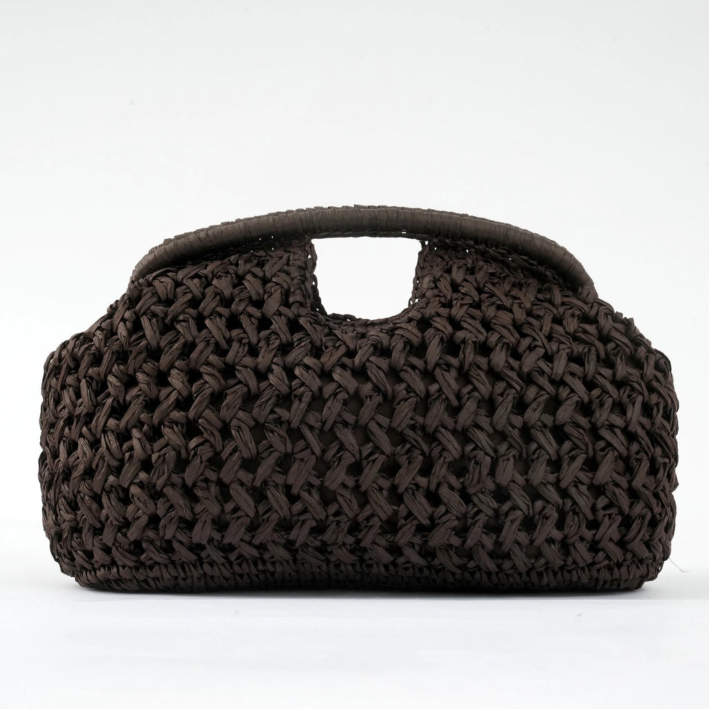 New Hollow Woven Bag Straw Clip Bag for Women Clutch Purse Crossbody Clip Bag Niche Summer