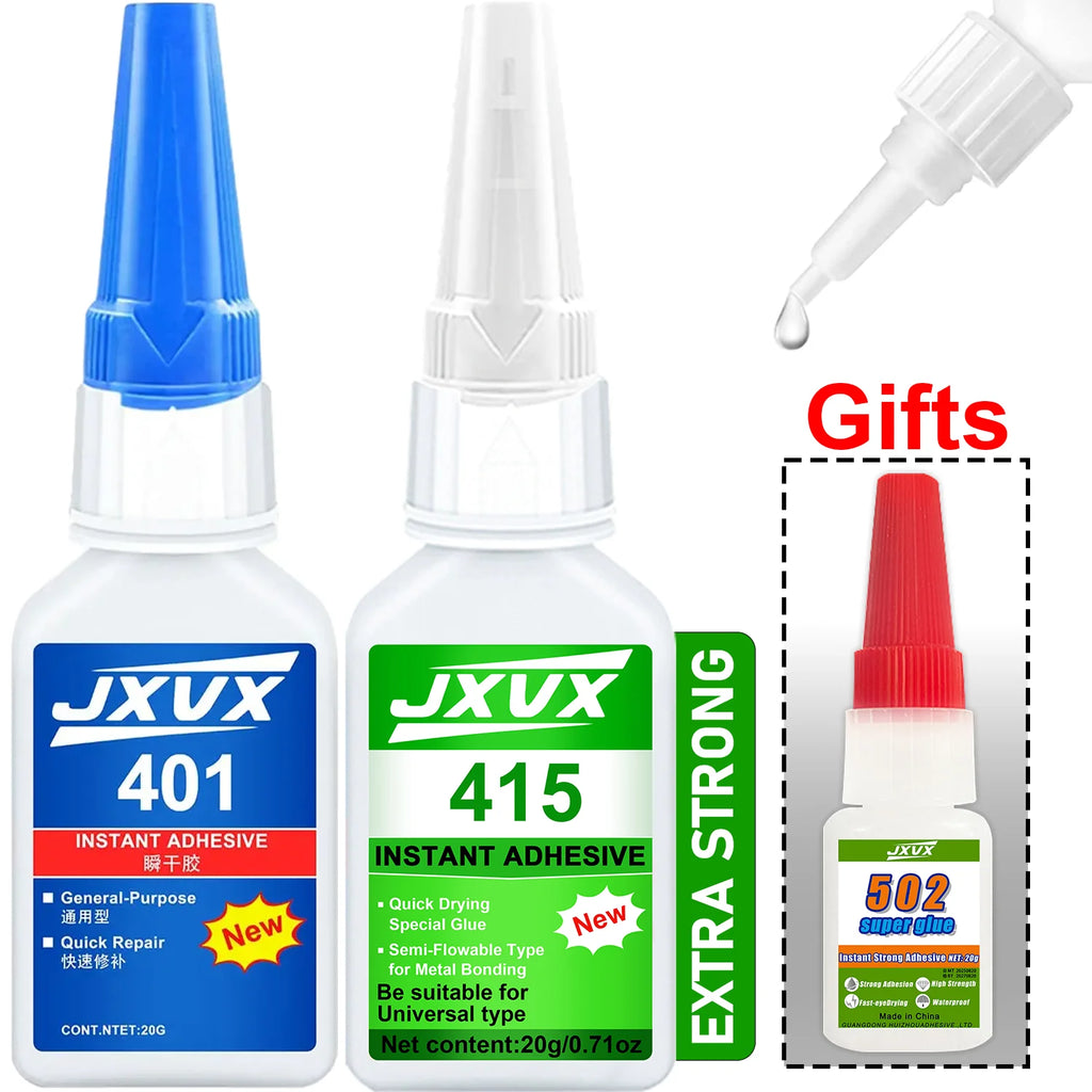 Extra-Strong Super Glue 401/502 for Metal and Plastic, 20 g – 5S Instant-Curing Cyanoacrylate Adhesive for Tool Repair