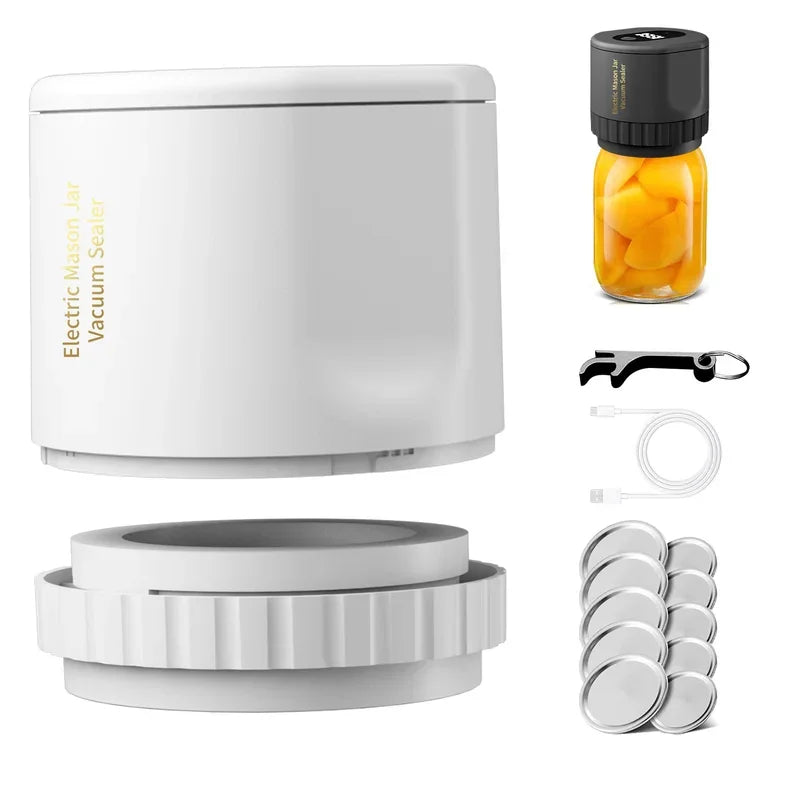 Electric Mason Jar Vacuum Sealer Kit, Cordless, for Mason Jars Wide Mouth Fermentation with Mason