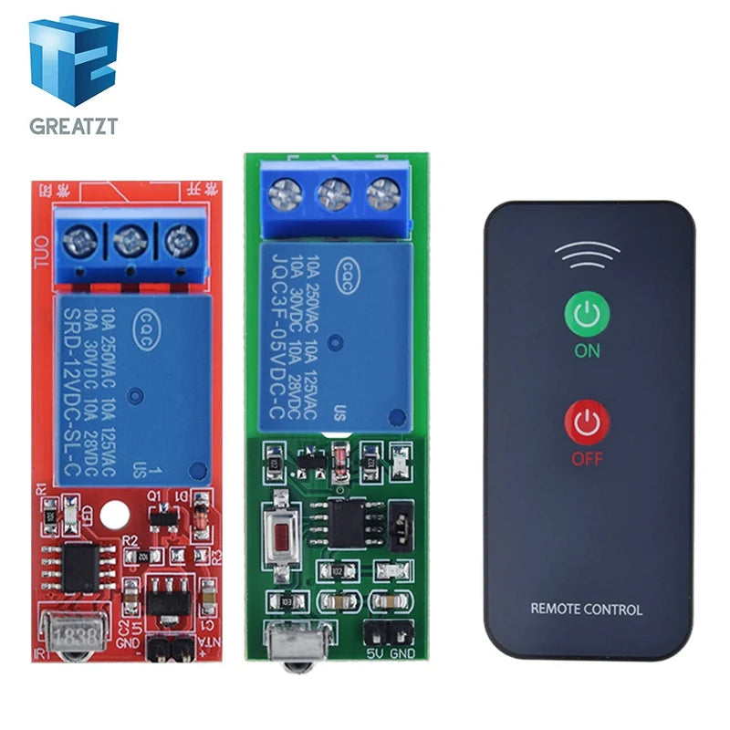 GREATZT IR 1 Channel Infrared Receiver Driving Switch Relay Driver Module Board 5V / 12V + Active Remote Controller
