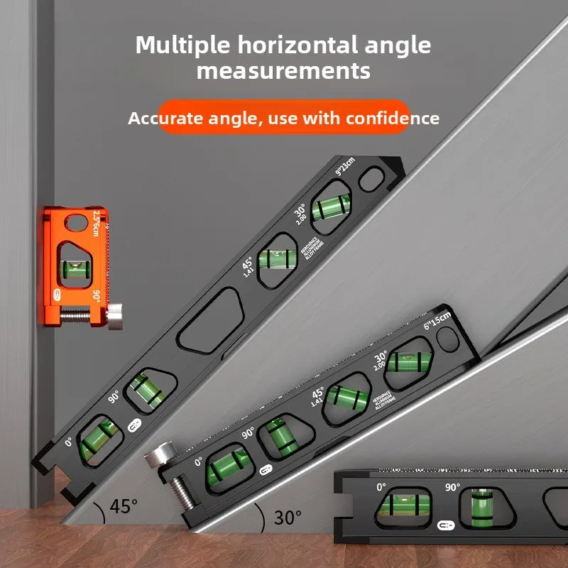 Solid Cast Aluminum Spirit Level, High Precision Strong Magnetic V-Groove Magnet Track Angle Finder for Construction