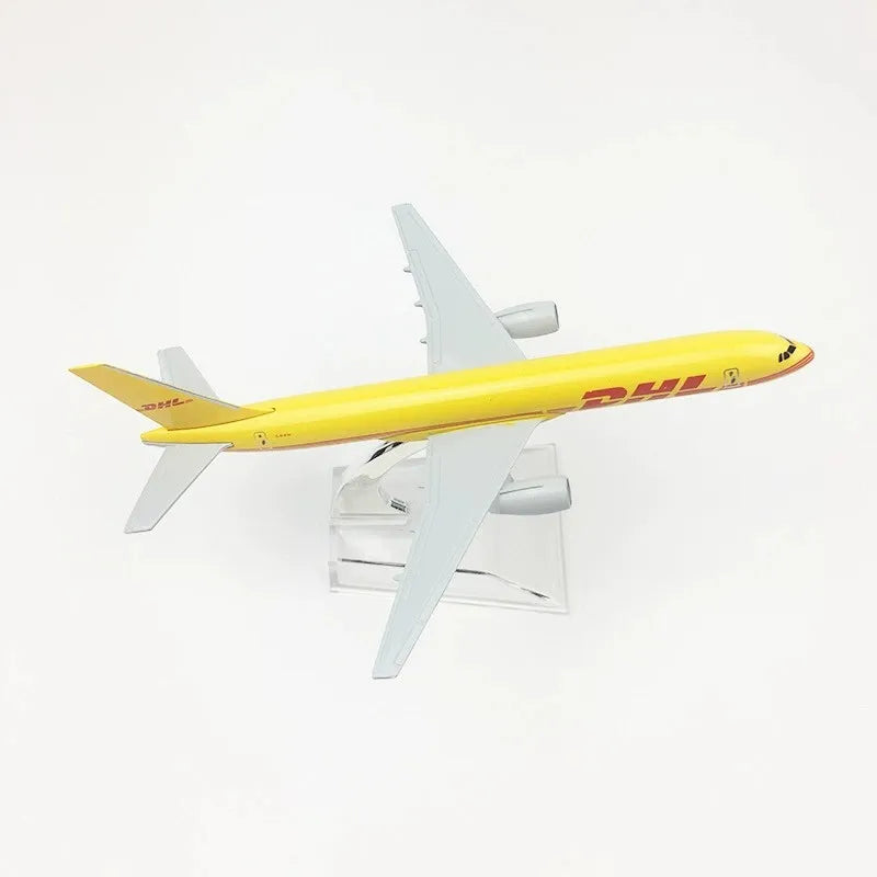 16cm Scale B757 Adults Fun Airplane Replica Dhl Alloy Toy Airplane Diecast Model Yellow Freight Machine Diecast Aircraft Aviatio