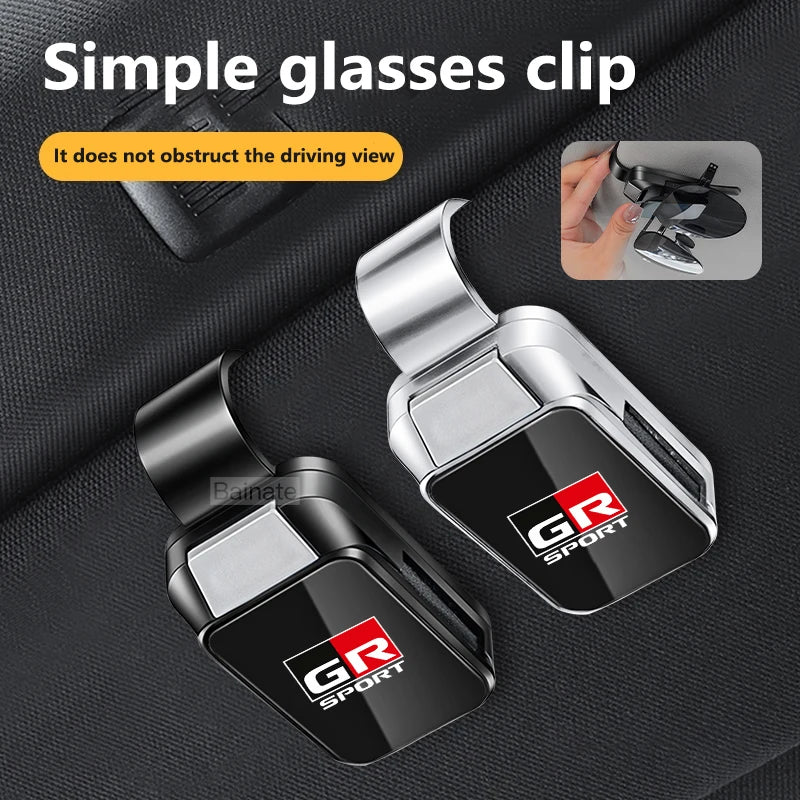 For Toyota GR Rav4 Yaris Camry Land Corolla CHR Hilux Cruiser Tacoma Car Sun Visor Glasses Clips Eyeglasses Holder Auto Interior