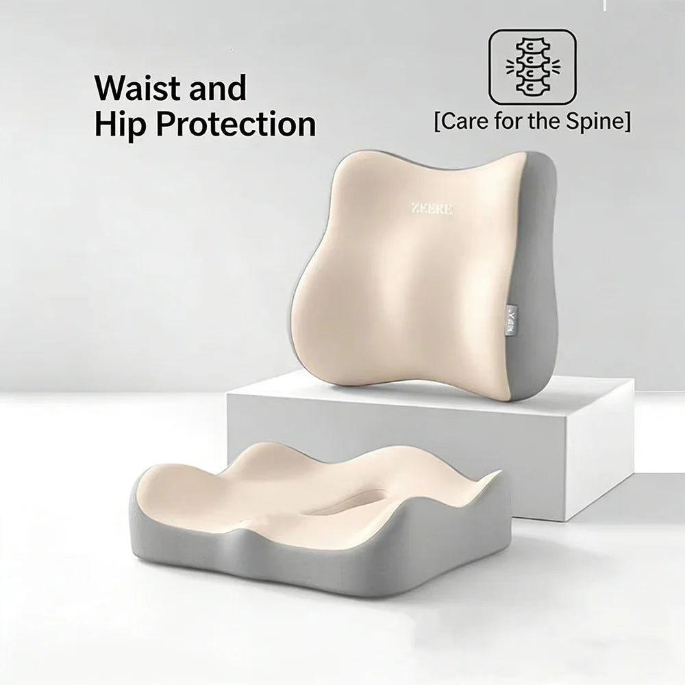 Car Seat Memory Foam Cushion Lumbar Support Soft Elastic Office Chair Pad Seat Cushion Suit for Desk Office Use Pain Relief
