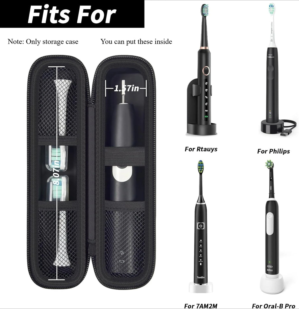 （CASE ONLY)Toothbrush Travel Hard Case Compatible with Oral-B Pro 1000, 2000, 3000, 3500, 1500/ for Philips Sonicare ProtectiveC