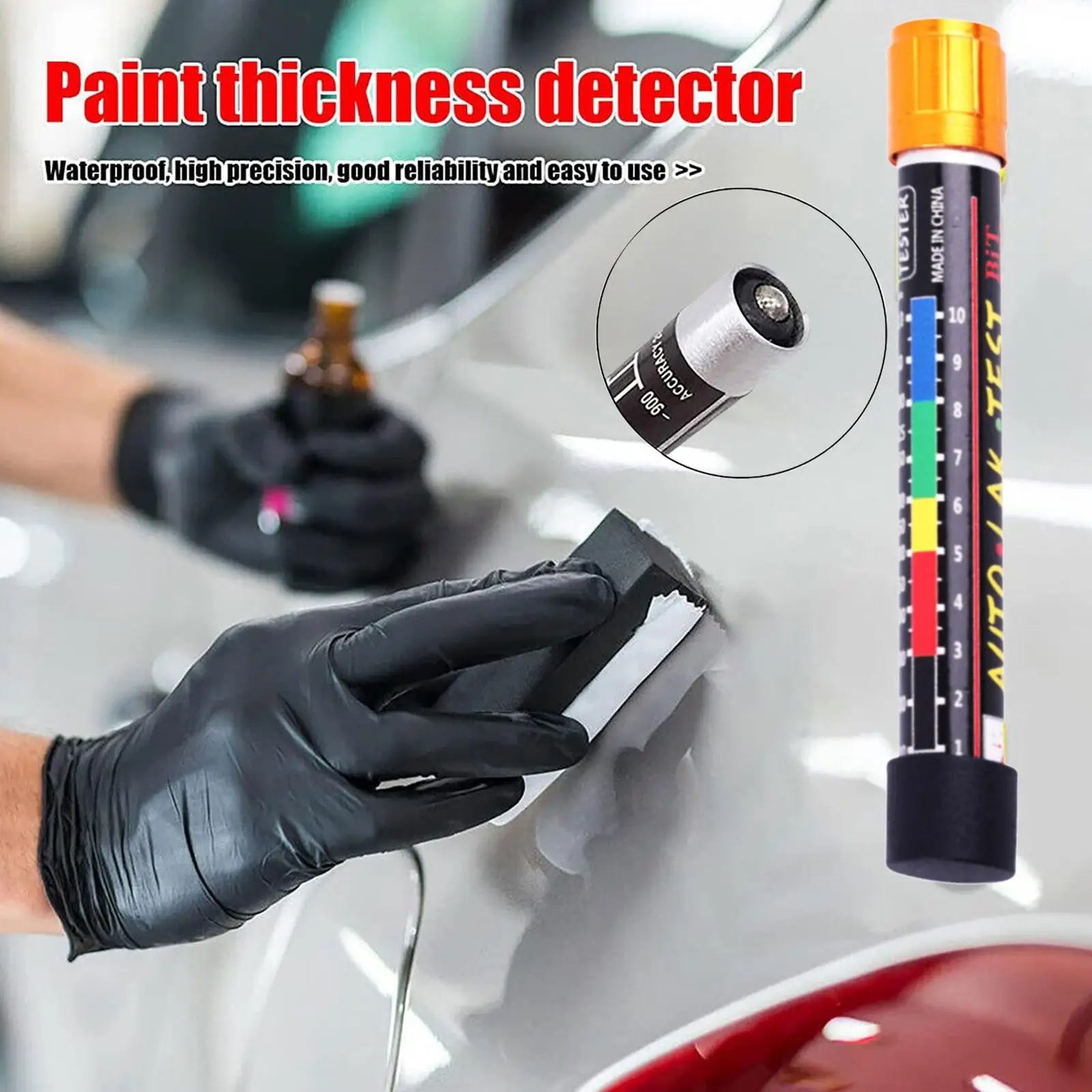 1PC Paint Thickness Tester With Magnetic Tip Scale Indicator Portable Car Paint Coating Tester Meter Coat Crash Check Test