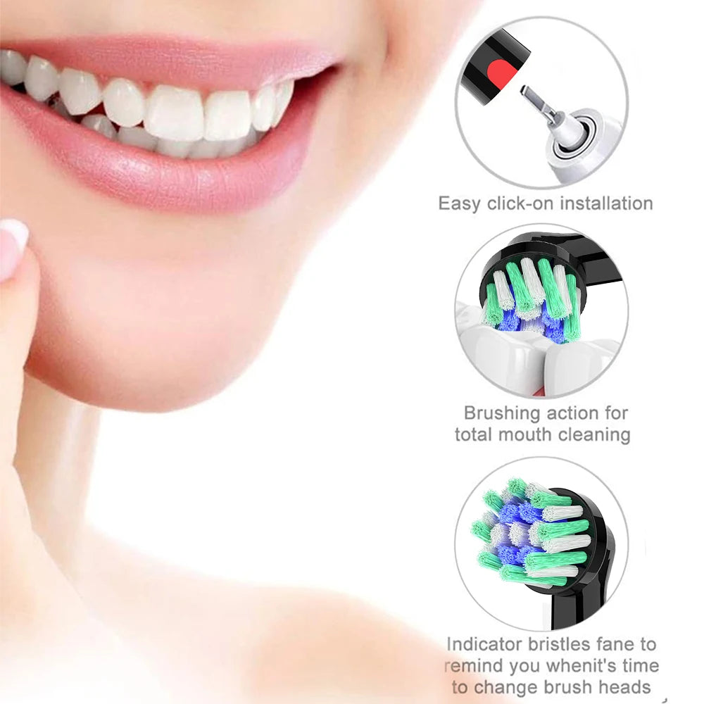 Toothbrush Protective Box and 4x Cross Clean Replacement Brush Heads Compatible with Oral B Electric Toothbrush, Home Travel Use