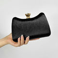 New in Elegant Suede Handbag for Woman Fomal Party Wearing Evening Bags Retro Top-handle Dark Green Clutch with Crossbody Chain