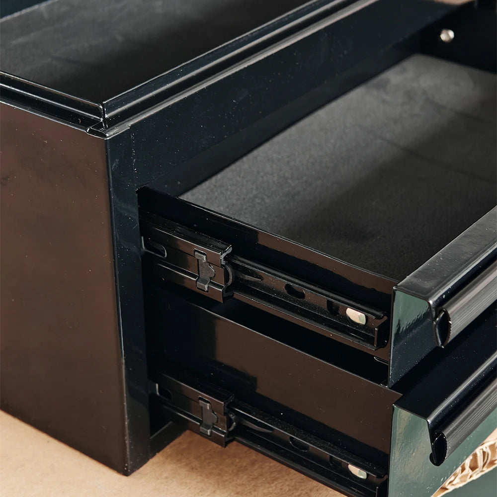 Black Mini 2 Drawers Tool Cabinet Convenient Portable Tool Storage Solution