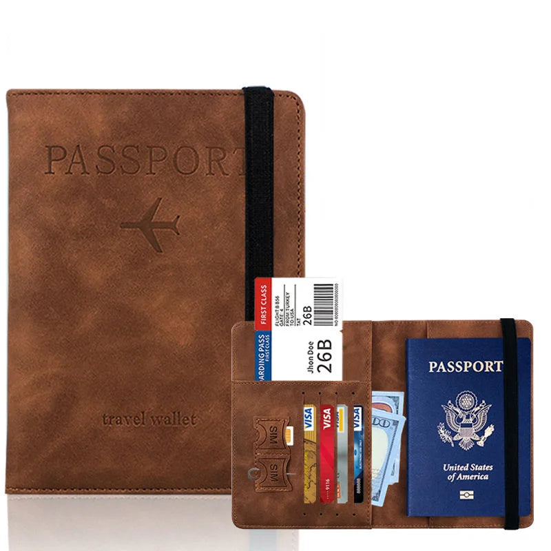 6-color Vintage PU Passport Holder with Multi Slots & Elastic Band, Multi-use Travel Wallet for Passport, Cards & Air Tickets