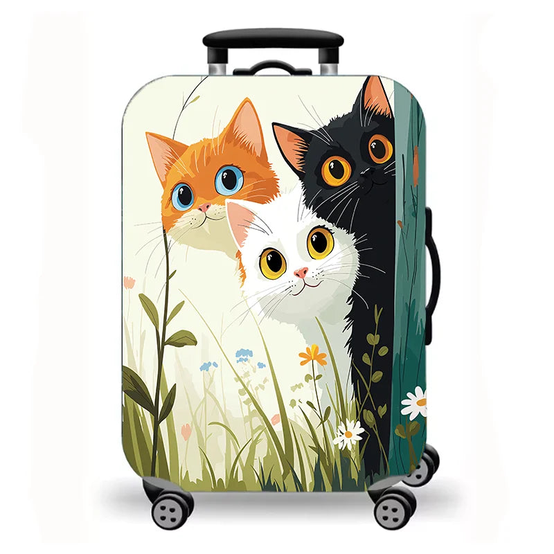 Luggage Cover, Cute Cartoon Cat Kitten Paw Print Stretch Suitcase Protector, Washable Anti-Scratch Travel Baggage Cover