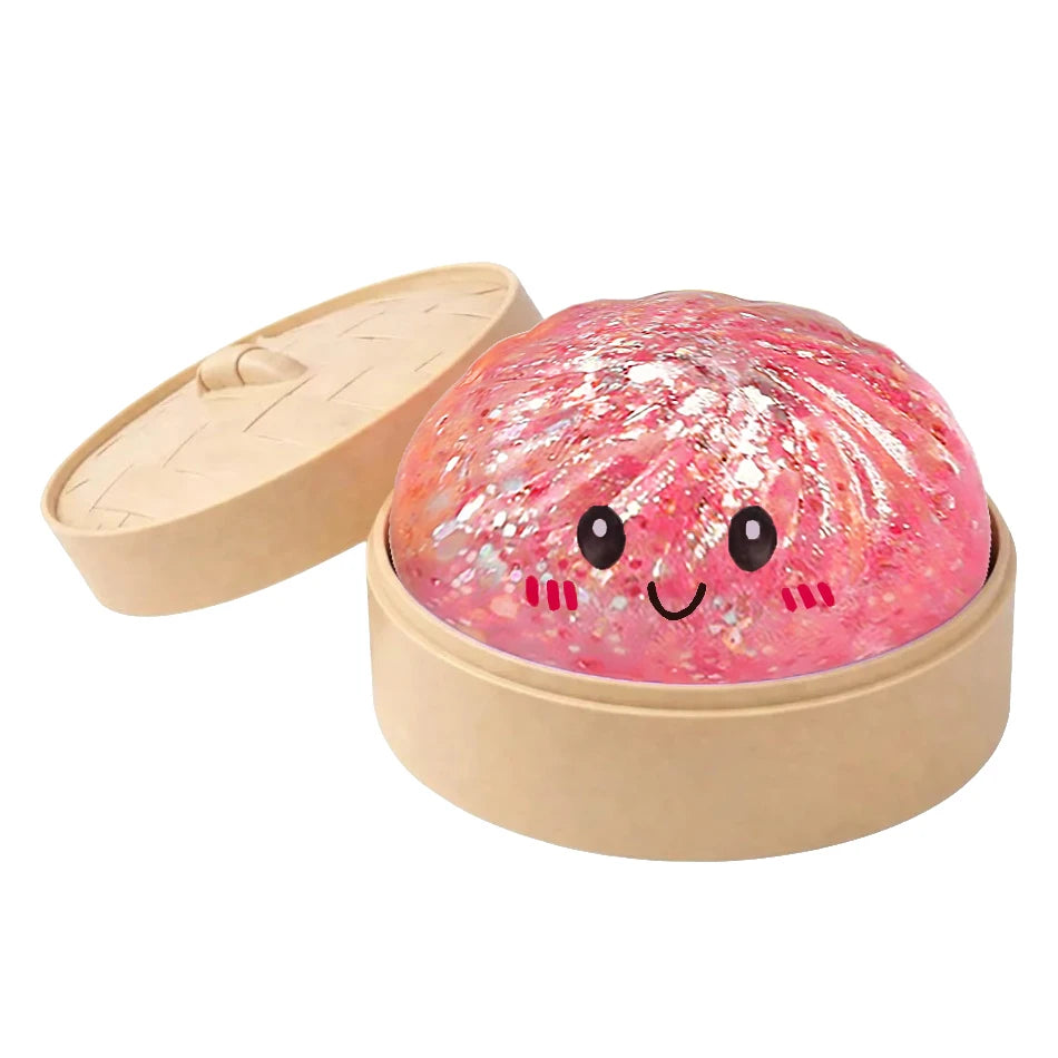 Glitter Dumpling Squishy with Box Mini Dumplings Sensory Squeeze Toy for Stress Relief Random Color Cute