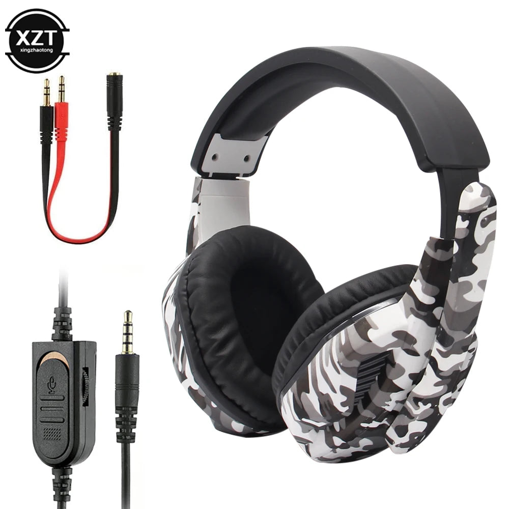 Camouflage Gaming Headset 3.5mm AUX Jack Wired Headphones Gamer Cool Game Headphone With Microphone ForPS4 ForXbox One PC Phone