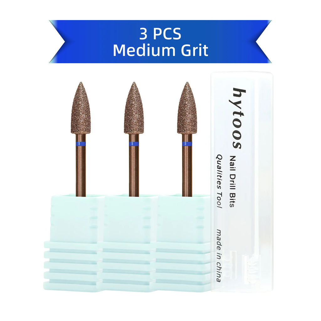HYTOOS Copper Coated Diamond Cuticle Clean Nail Drill Bit Large Cone Dead Skin Cleaner Russian Prep Tool for Manicure Technician