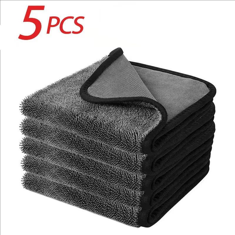 5PCS 600GSM Microfiber Car Wash Towel Lint Free Edgeless Scratch Free Ultra Absorbent Auto Detailing Drying Cleaning Cloth