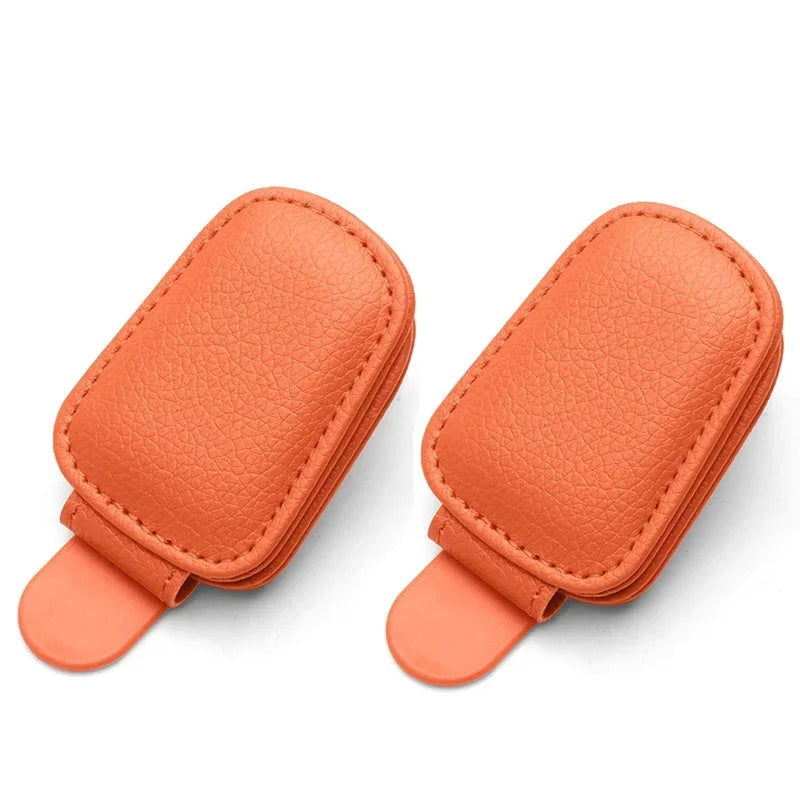 Sunglasses Holder Is Suitable for Car Sun shades Magnetic Leather Sunglasses Clip and Ticket Clip Car Sunshade Accessories