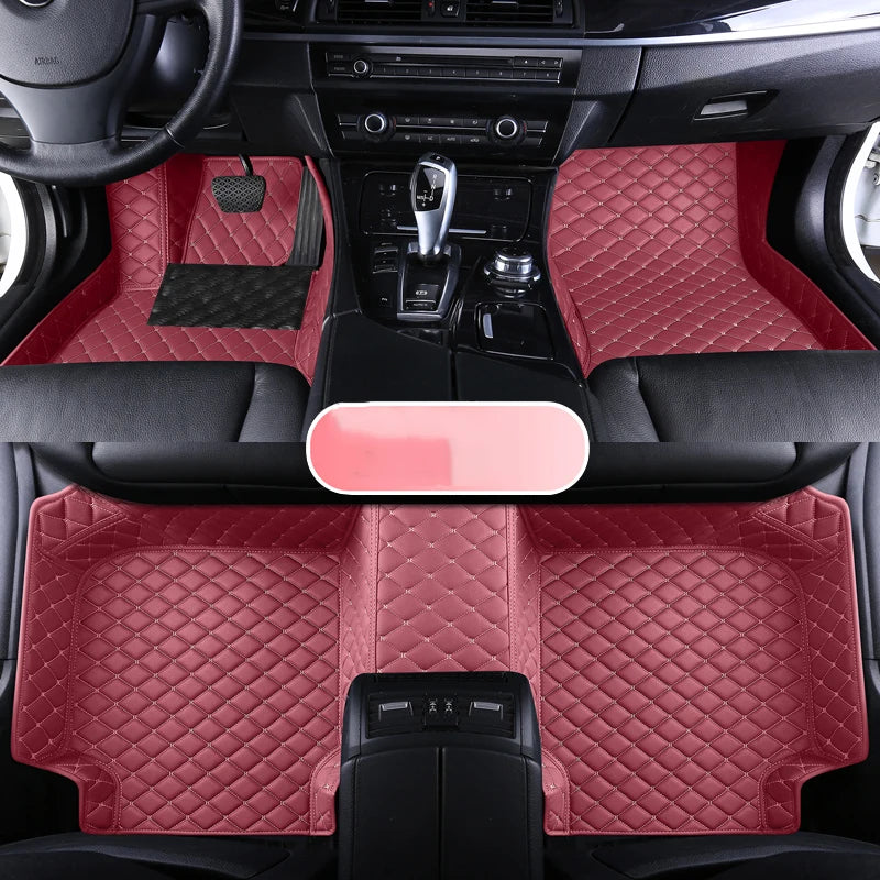 Custom Leather Car Floor Mat For Mitsubishi Outlander Lancer X 2015 2016 2017 2018 2019 2020 2021 Waterproof interior Accessorie