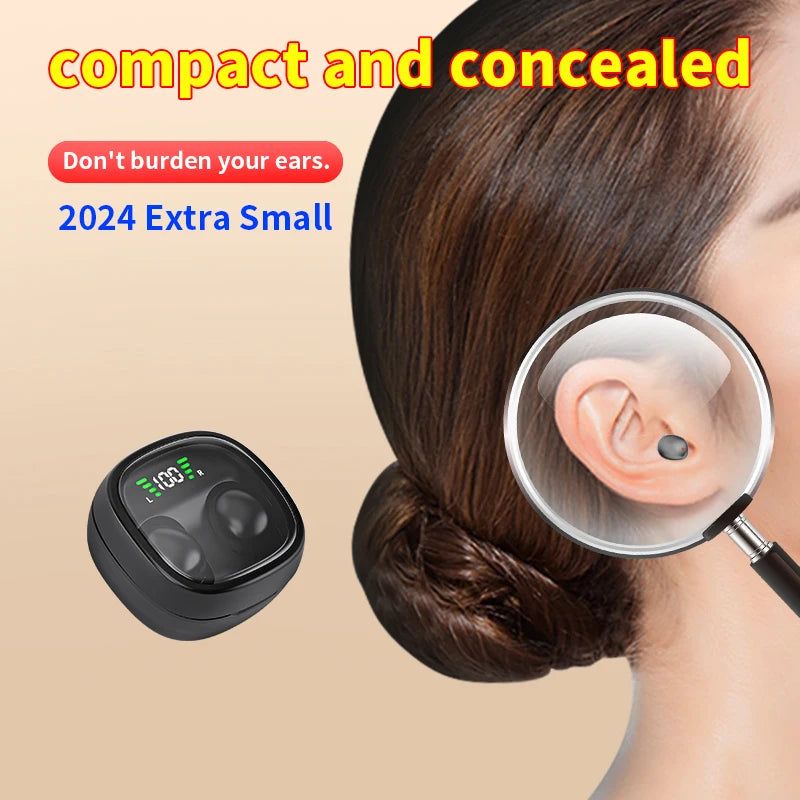 Mini Bluetooth 5.3 Headset HD Hifi Earbuds Invisible Sleep Game Sports Headphones Touch Control Earphones for Men Women
