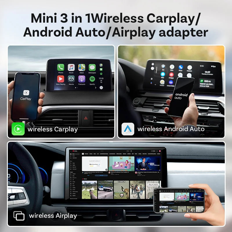 OTTOCAST MINI AIR Cube 4.0 Wireless CarPlay Android Auto 3 in 1  Adapter Screen Mirroring Car Accessories for Youtube Tiktok