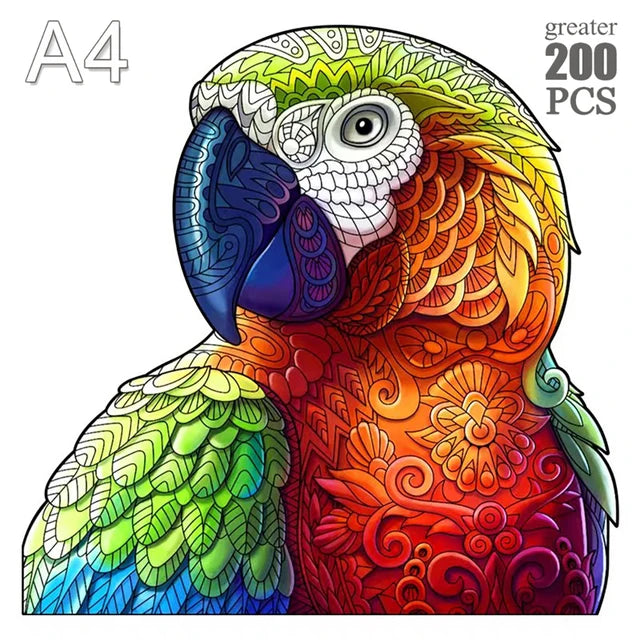 Owl Wooden Animal Puzzle DIY Crafts Brain Trainer Puzzles Game for Kids Adult Educational Wood Toy Gift Medium Difficulty Jigsaw