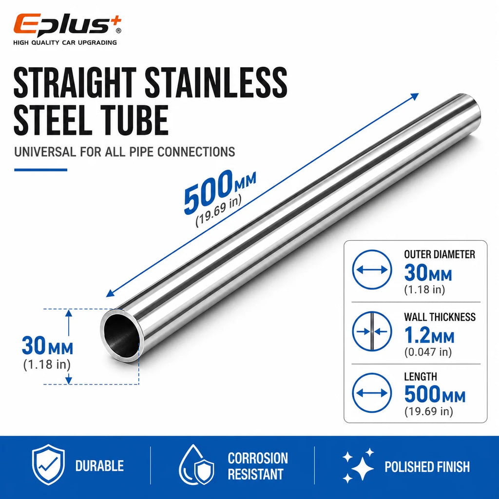 500mm Length 304 Stainless Steel Straight Pipe 1.2mm Thick Universal Round Tube OD 19-89mm for Connections metal tube Adapter