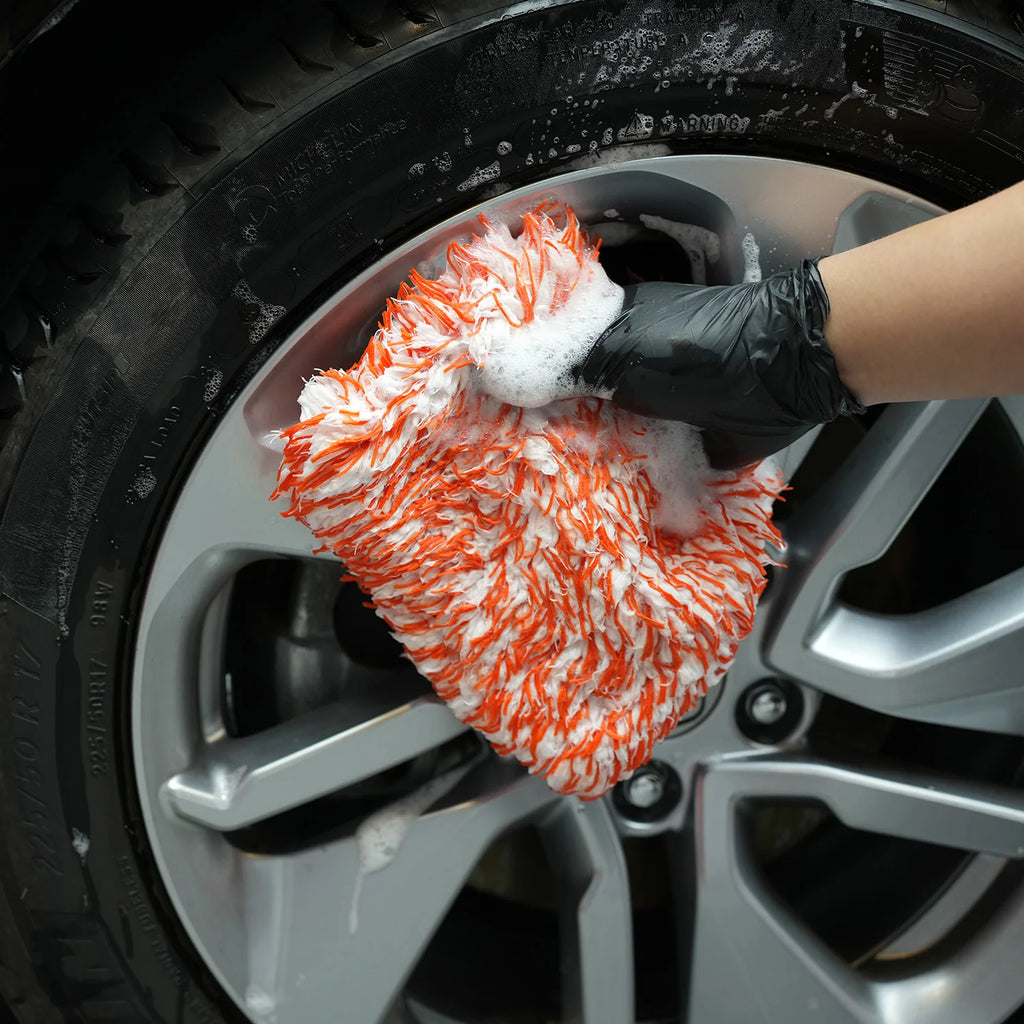 SPTA 1Pc Hybrid Wash Soft Plush Absorbent Microfiber Car Wash Sponge Mitt Pad 25*21.5 cm